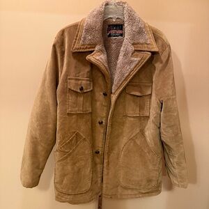 Vintage Rancher Coat Adult LARGE Brown Corduroy Sherpa Lined Jacket 80s Westwind
